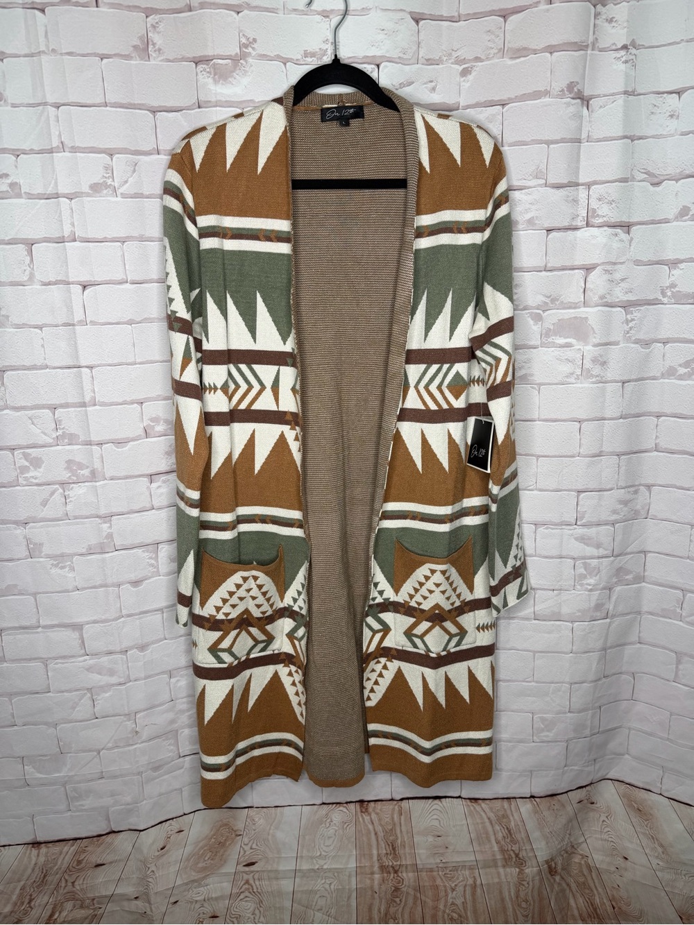 NWT On 12th Aztec Southwestern Open Front‎ Duster Cardigan – Size Large